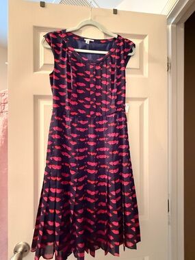 Halogen Navy Dress with Pink Lip Print